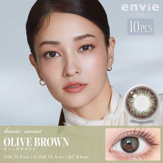 Envie basic series Daily Disposable OLIVE BROWN Colored Contact Lenses 10 pieces
